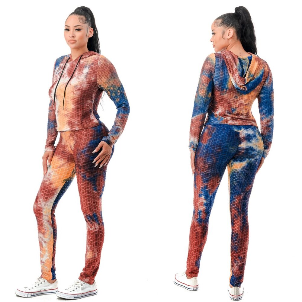 NWT Activewear Women's Stretchy Tie Dye 2PC Workout Set, Tracksuits, Gym S/M/L